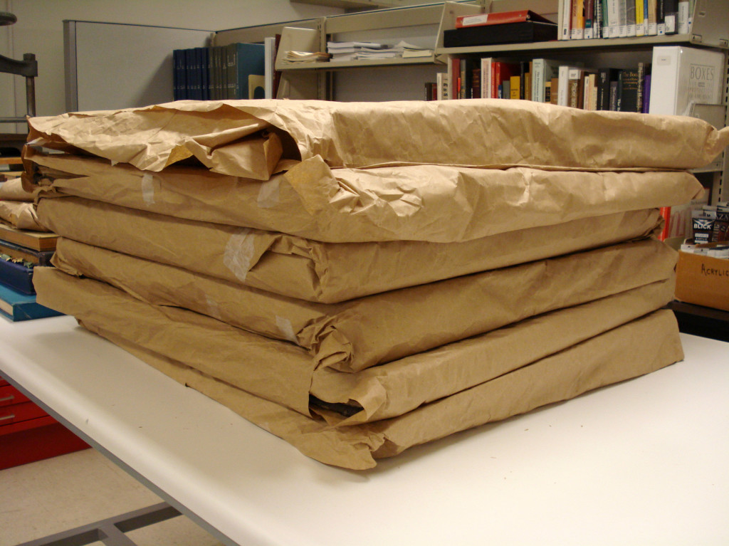 Several of the bound newspapers weighed easily 30lbs each and all were roughly 2’ x 2 ½’.