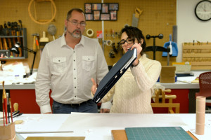 Chris admiring Catarina’s finished cradle.