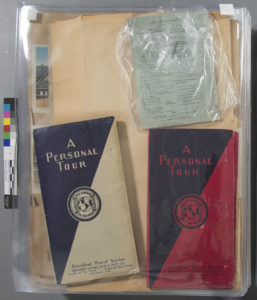 THE PRESERVATION LAB: A collaboration between the University of Cincinnati and the Public Library of Cincinnati and Hamilton County Object Institution & Library: PLCH CALL #: 977.178092 ffH966Zh 1938 SUBJECT: Althea Hurst scrapbook, 1938 - documents the journey of four Cincinnati school teachers - took a trip to Canada, Nortern Europe, Germany, Eastern Europe, and France. Scrapbook filled with photographs, brochures, notes and other ephemera. DATABASE ID: 1015 ITEM #: i83079427 TREATMENT ID: LIGHTING: EcoSmart 27-Watt (100W) Full Spectrum Craft CFL Fluorescent with sock diffusers FILTER(s): none COMMENTS: CREATOR: Jessica Ebert WEBSITE: thepreservationlab.org