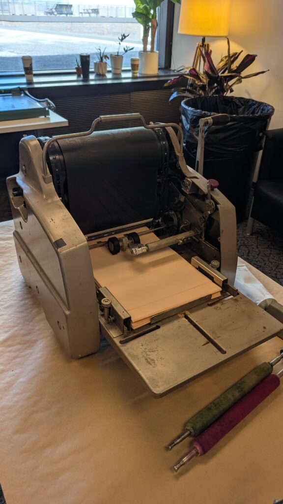Image of a the mimeograph machine used in the workshop.
